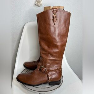Matisse Equestrian Riding Boots Women US 8.5 Brown Leather Knee‑High Zip Harness